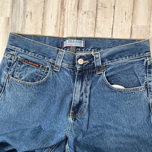 Vintage‎ 90s Y2K US Polo Assn Blue Denim Baggy Hip Hop Jeans Mens 34 x 32 - Picture 7 of 8